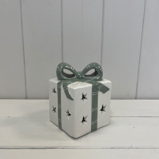 White/Green Ceramic Present With LED