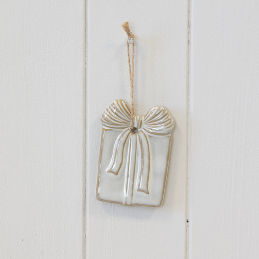 Ceramic Natural Hanging Present with Bow Detail