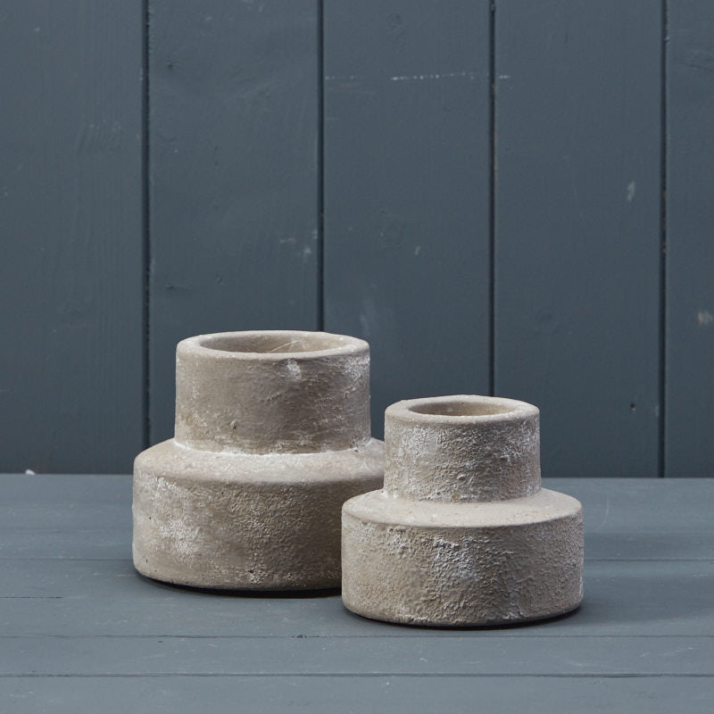 Grey Cement Candle Holder