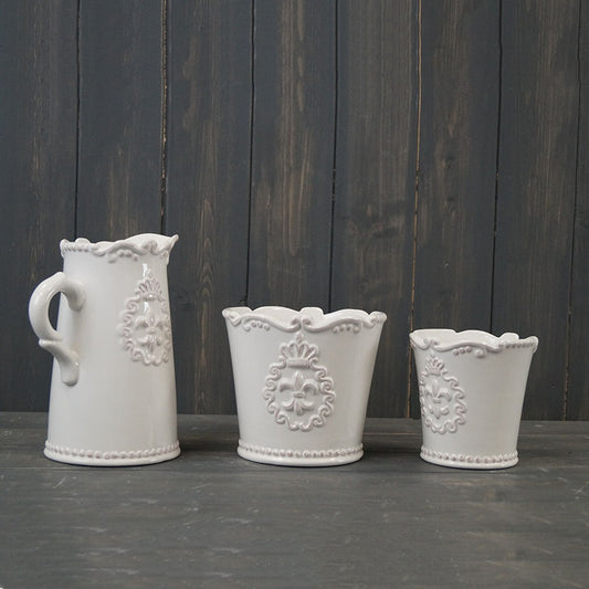 White Fleur De Lis Ceramic Collection