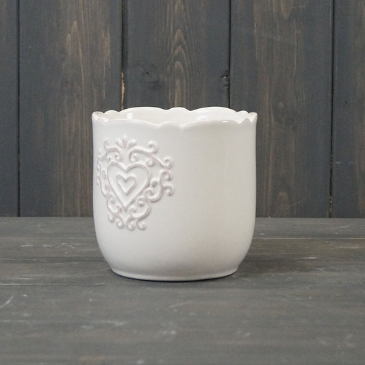 White Ceramic Pot And Jug Heart Design