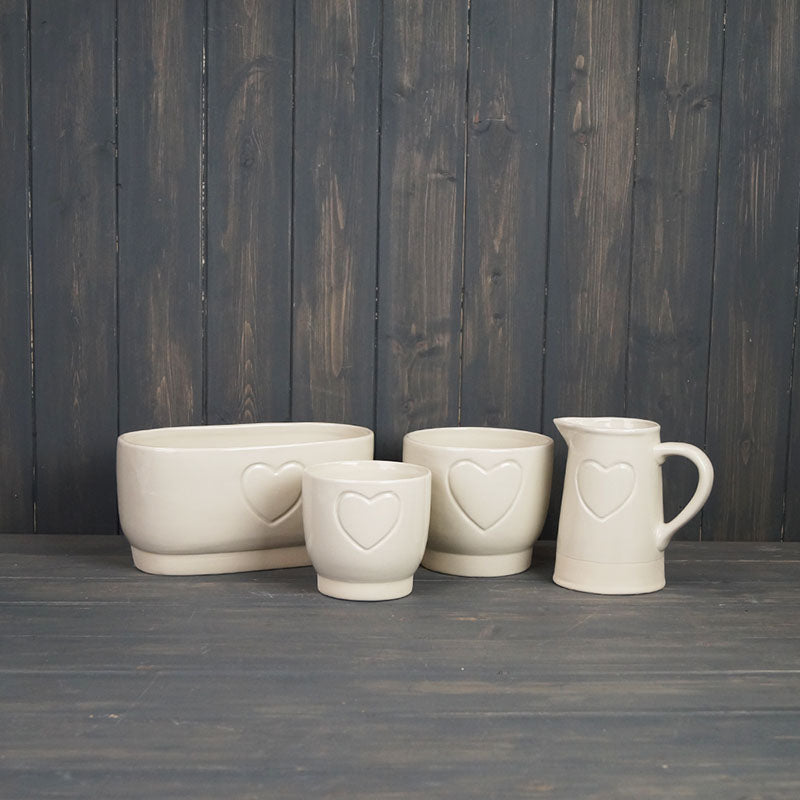 Cream Debossed Heart Jug