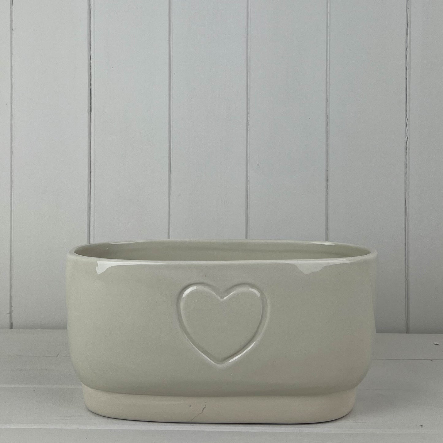 Cream Debossed Heart Jug