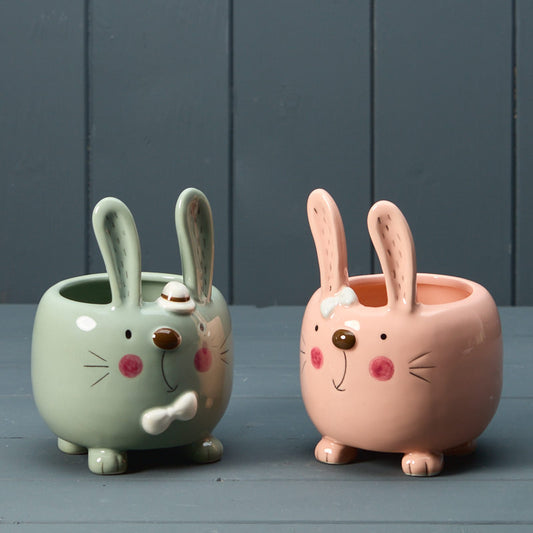 Pink and Green Rabbit Pot