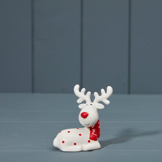 Red and White Ceramic Deer