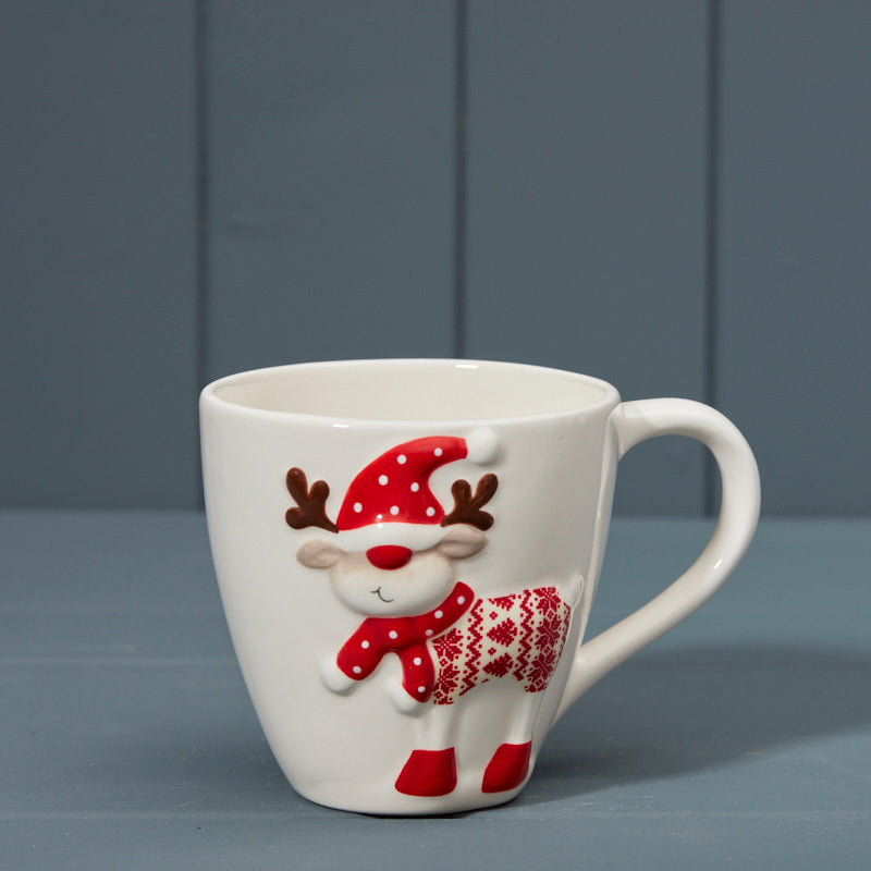 Red and White Ceramic Christmas Mug