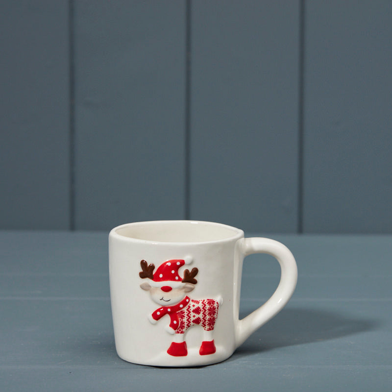 Red and White Ceramic Cup with Saucer