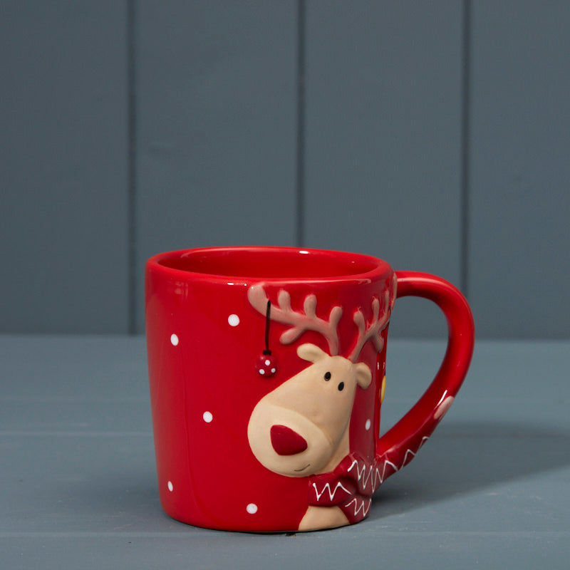 Red and White Ceramic Christmas Mug