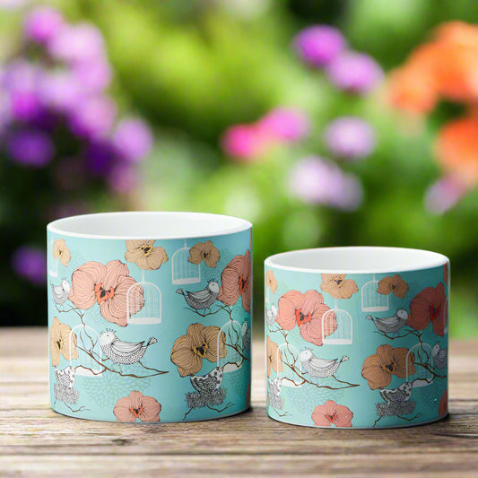 Floral Bird Cage Pots