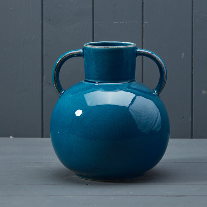 Blue Round Ceramic Vase