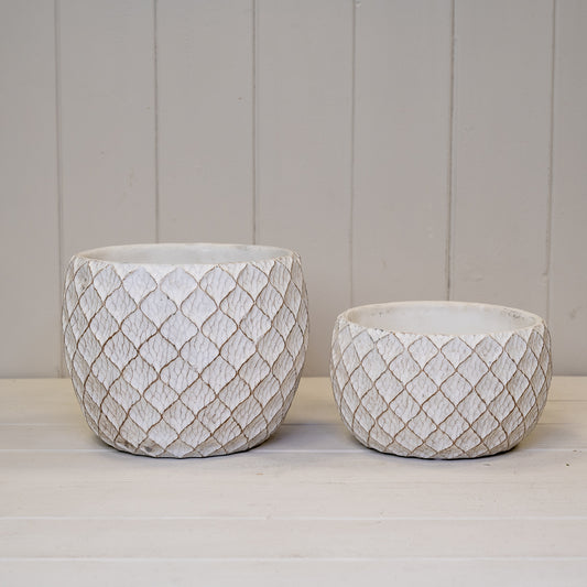 White Cement Trellis Pot