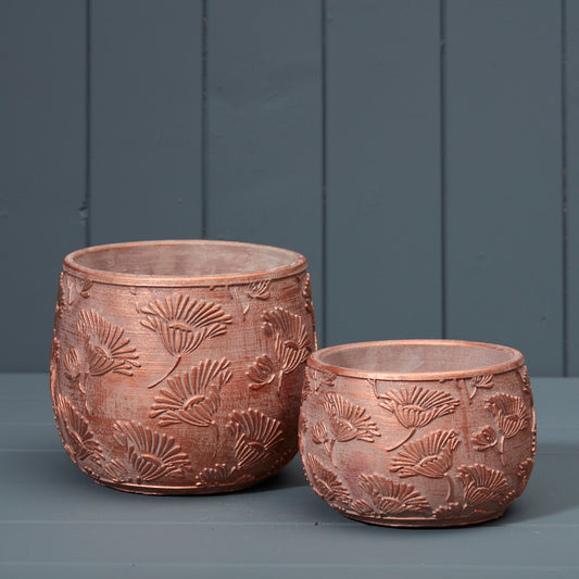 Textured Copper Cement Planter