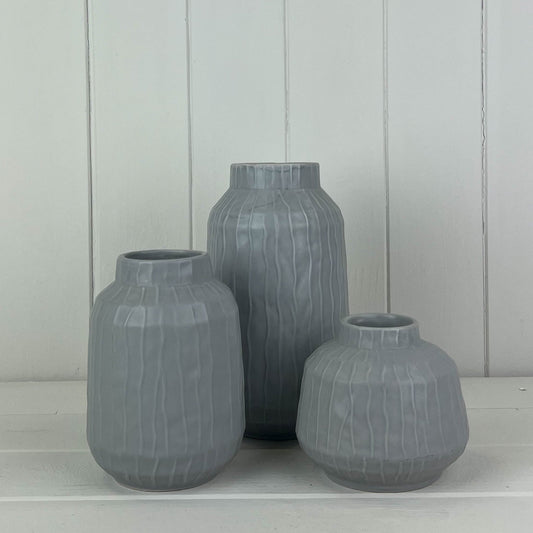 Glazed Pastel Grey Vase Collection
