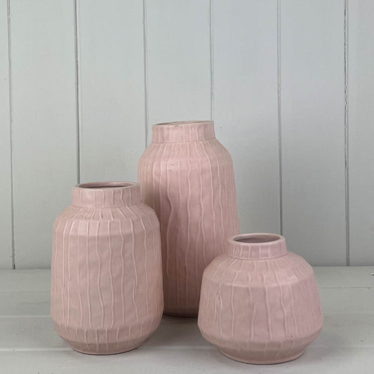 Glazed Pastel Pink Vase Collection