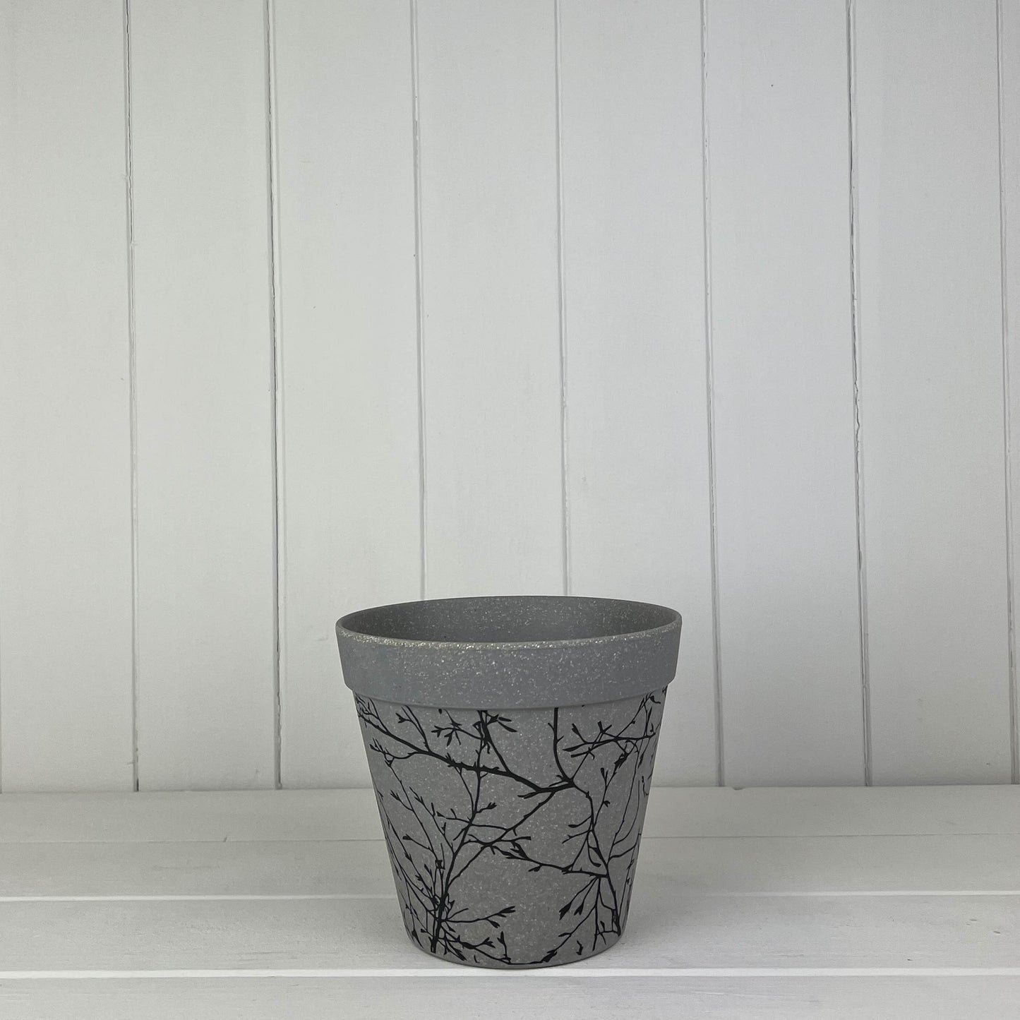 Warm Grey Branch Sihouette Straw Planter