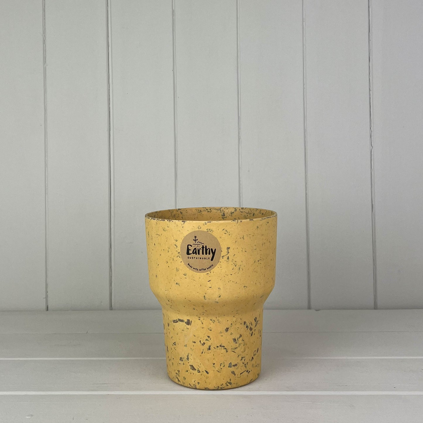 Yellow Coffee Husk Orchid Minimalist Planter Large
