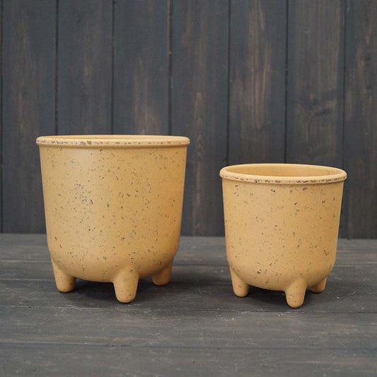 Yellow Coffee Husk Planter with Feet