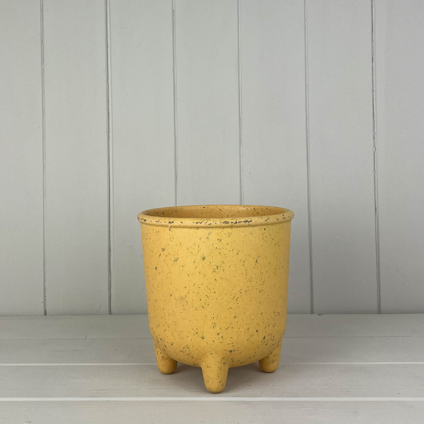 Yellow Coffee Husk Planter With Feet