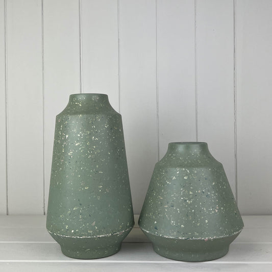 Bamboo Skandi Terazzo Sage Vases