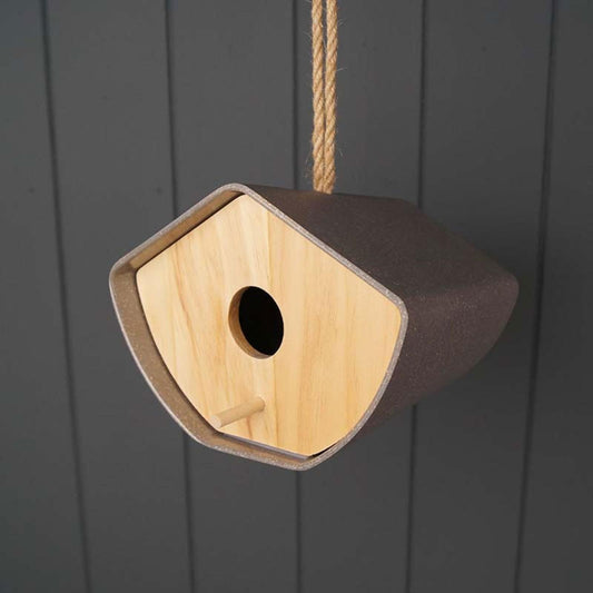 Bamboo Anthracite Grey Japandi Birdhouse