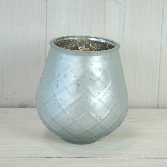 Large Frosted Silver Glass Tealight Holder