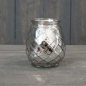 Silver Glass Tealight Holder