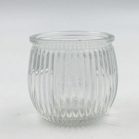 Clear Ribbed Glass Tealight Holder