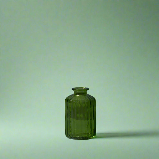 Emerald Green Ribbed Glass Bottle