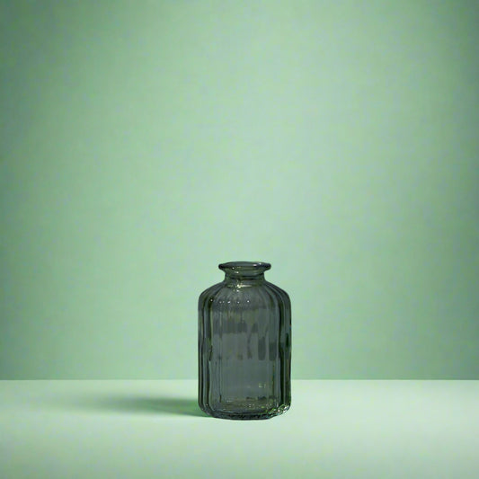 Vintage Green Ribbed Glass Bottle