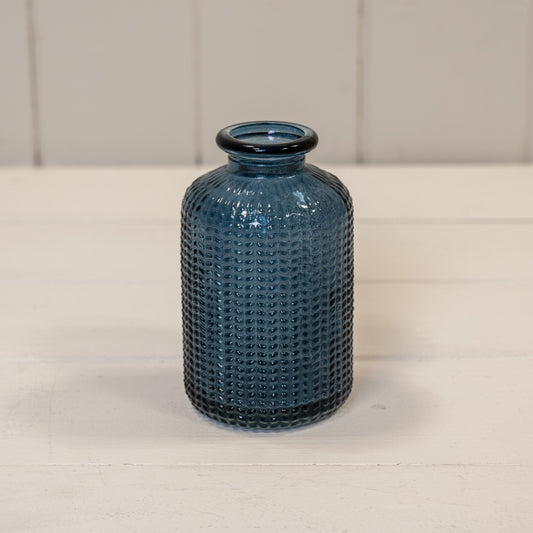 Blue Dimpled Glass Bottle