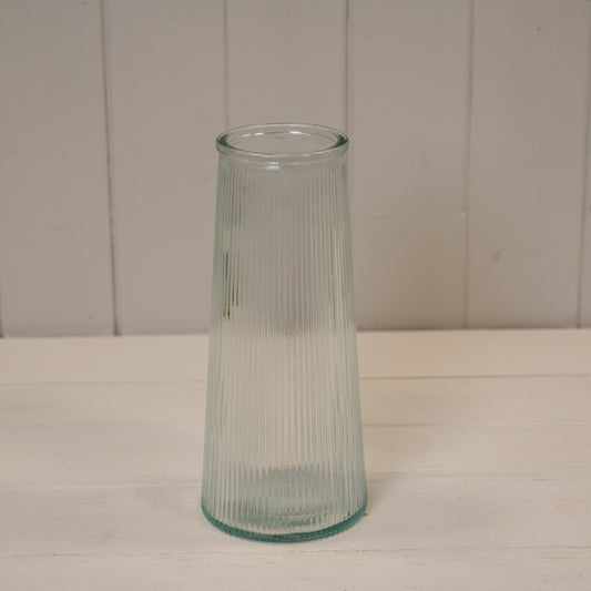 Clear Tall Ribbed Vase