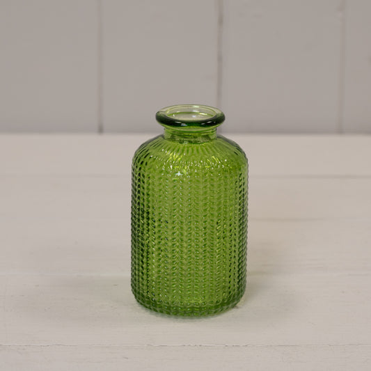 Emerald Green Dimpled Glass Bottle