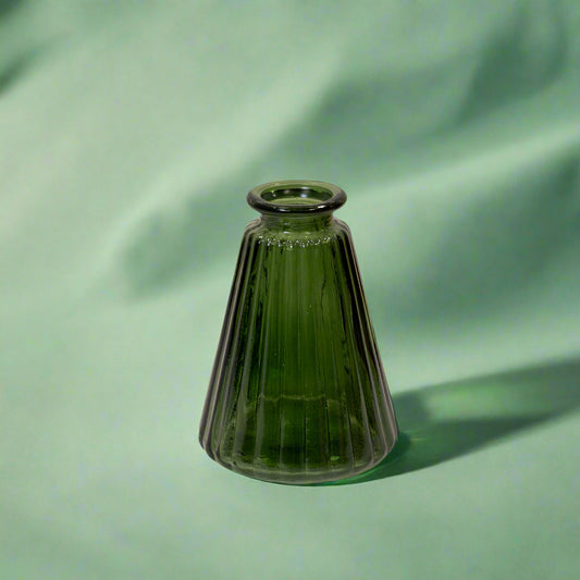 Green Ribbed Glass Bottle