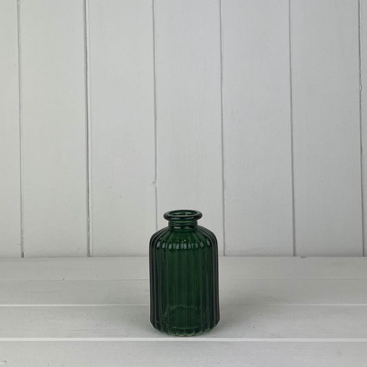 Green Ribbed Glass Bottle