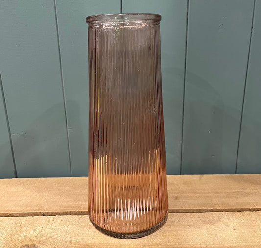 Rose Tall Ribbed Vase