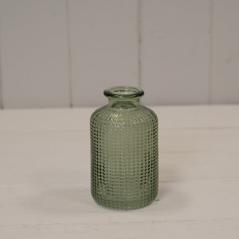 Vintage Green Dimpled Glass Bottle