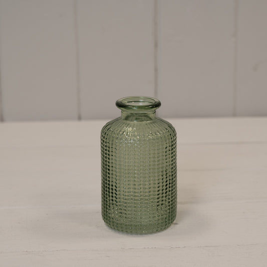Vintage Green Dimpled Glass Bottle