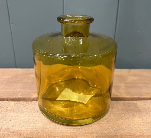 Yellow Squat Glass Bottle