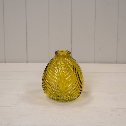 Yellow Glass Leaf Bottle