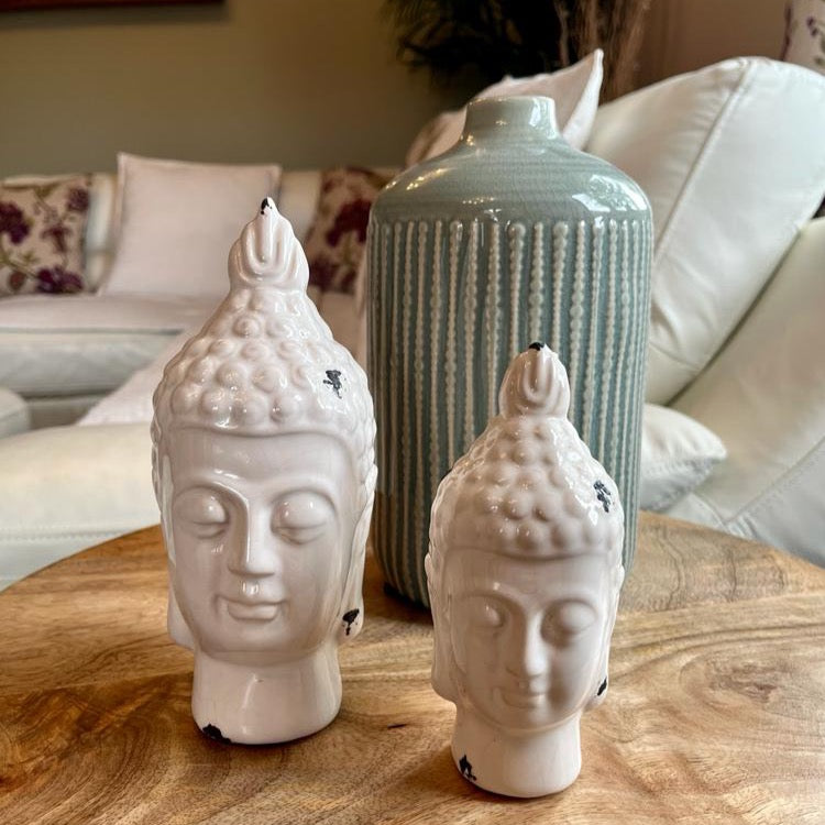 White Ceramic Budha Head