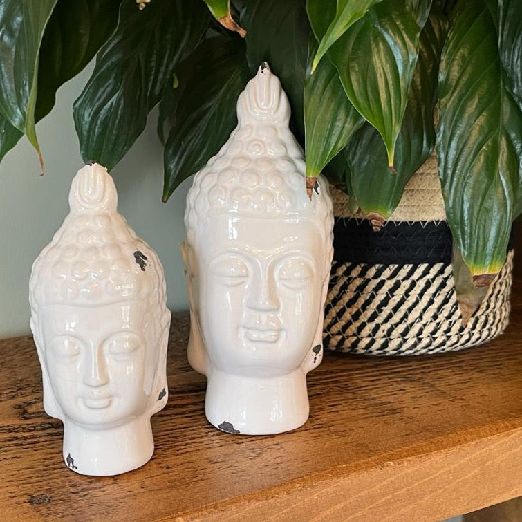 White Ceramic Budha Head