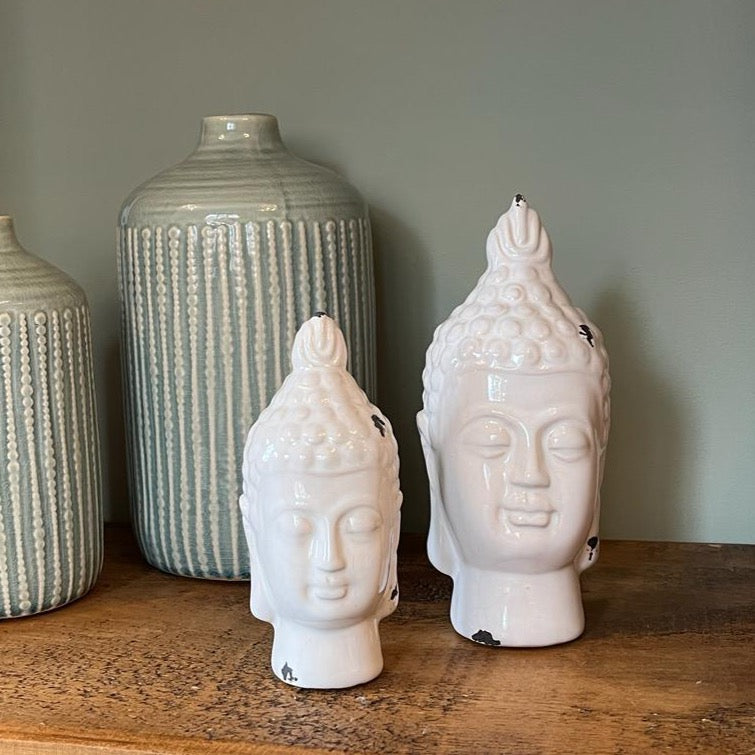 White Ceramic Budha Head