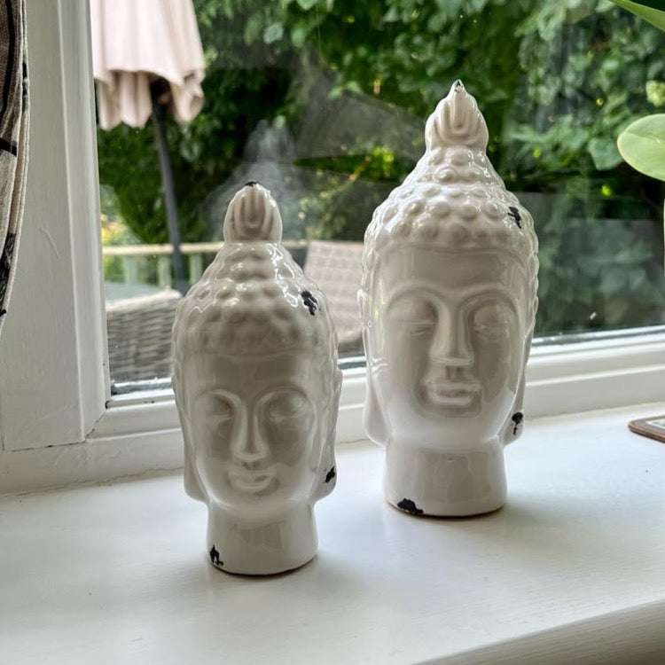 White Ceramic Budha Head