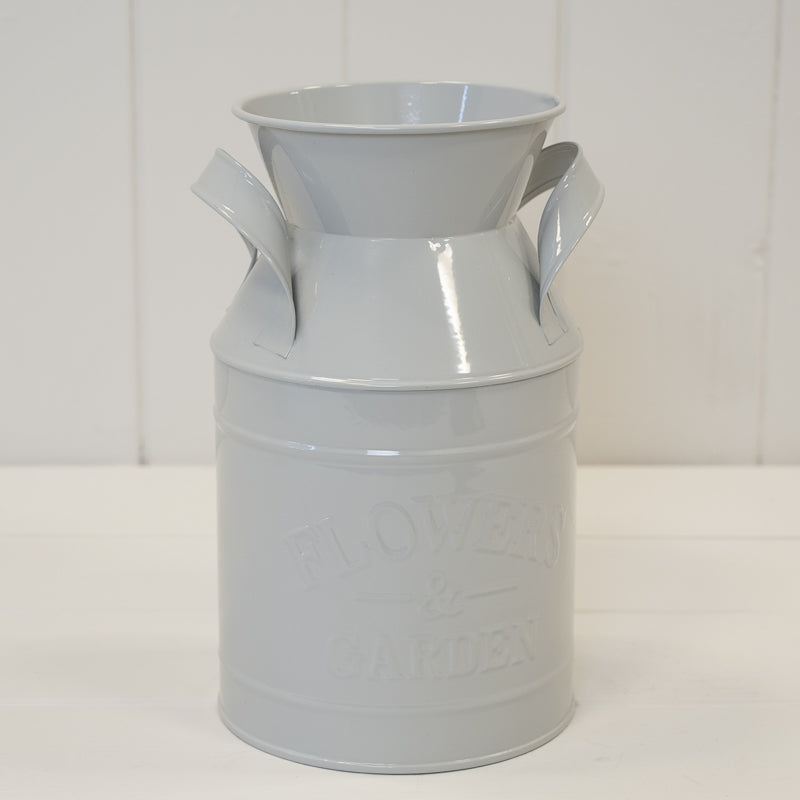 Grey Flowers and Garden Zinc Churn