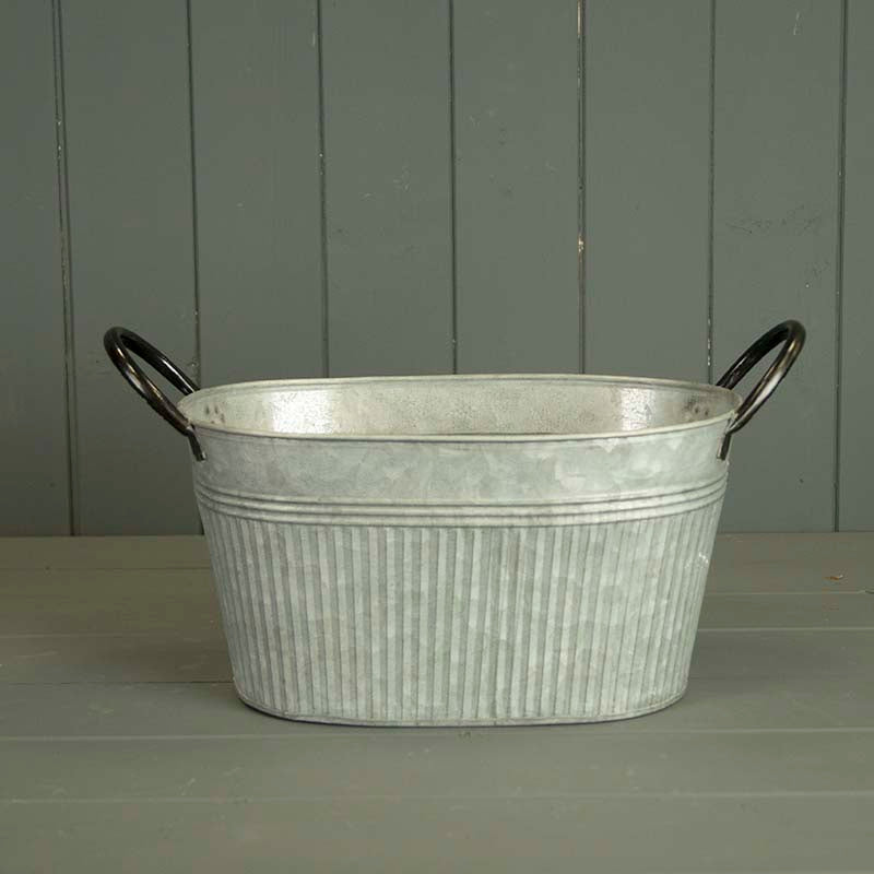 Oval Ribbed Aged Planter