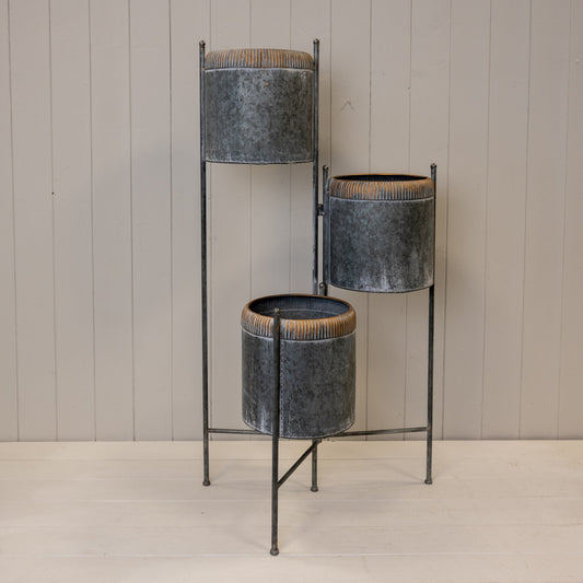 Zinc Tiered Trio Planter