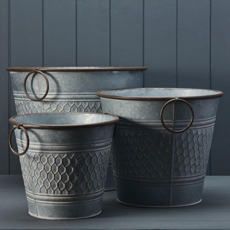 Round Zinc Honeycomb Planter
