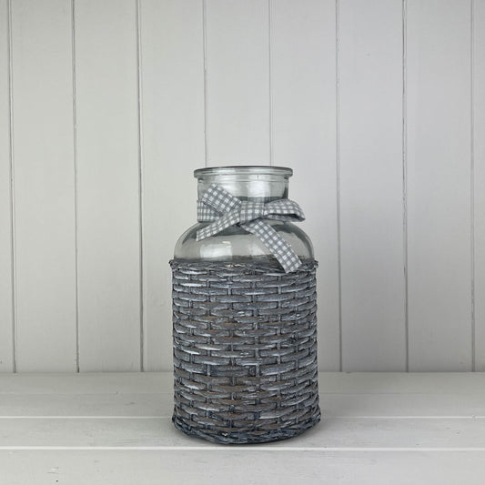 Glass Jar With Woven Jacket & Bow