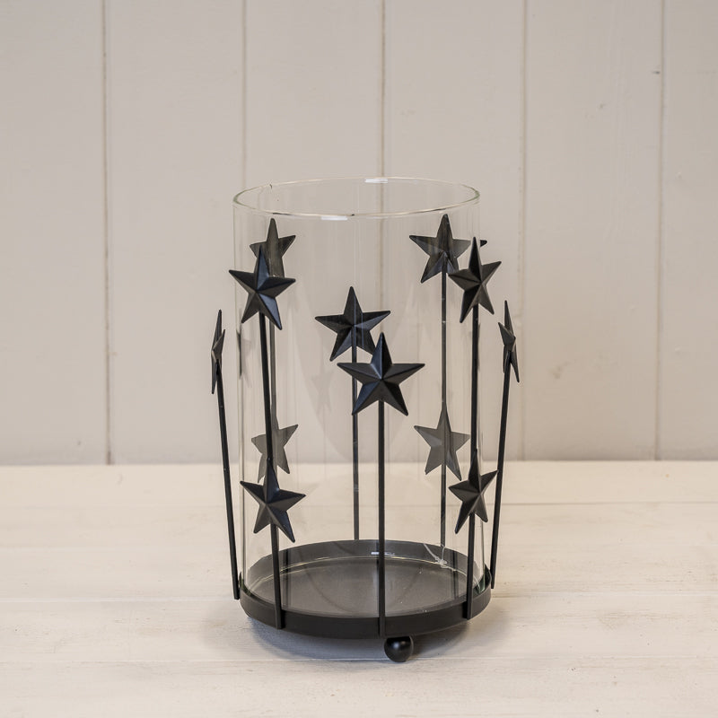 Black Metal Star Candle Holder With Glass Insert