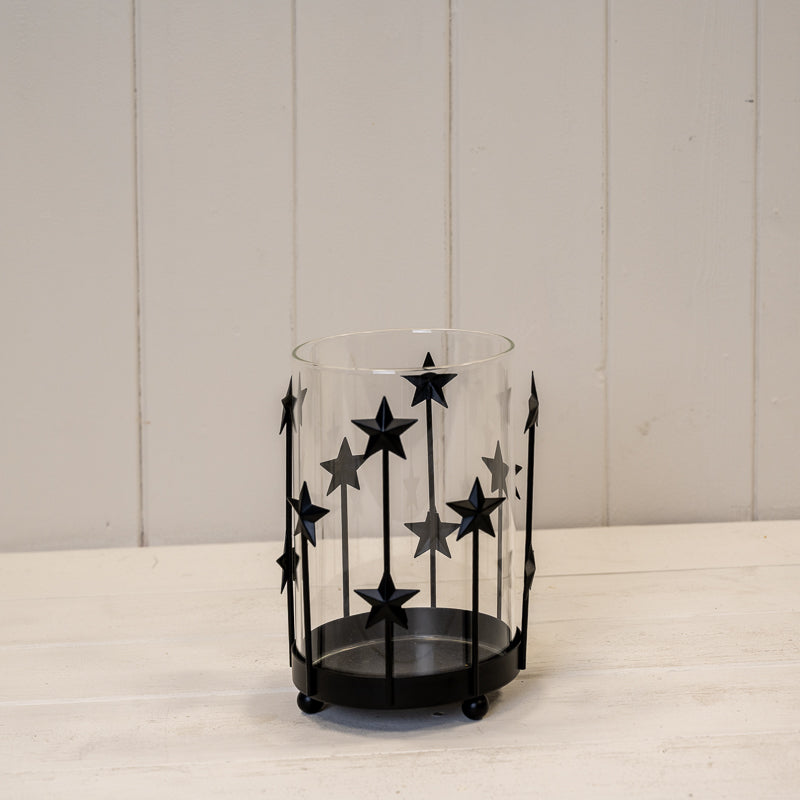 Black Metal Star Candle Holder With Glass Insert